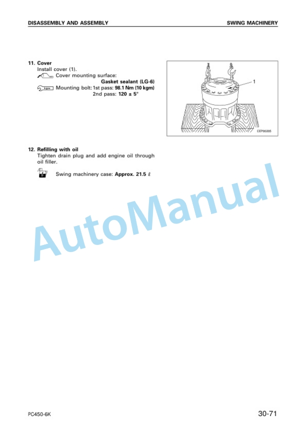 Komatsu PC450-6K, PC450LC-6K Hydraulic Excavator Shop Manual UEBM001301 5 Komatsu PC450-6K, PC450LC-6K Hydraulic Excavator Shop Manual UEBM001301 - Image 5