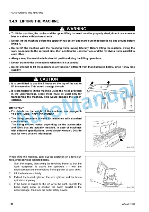 Komatsu PC45MR-3 Hydraulic Excavator Operation and Maintenance Manual WEAM012000 4 Komatsu PC45MR-3 Hydraulic Excavator Operation and Maintenance Manual WEAM012000 - Image 4