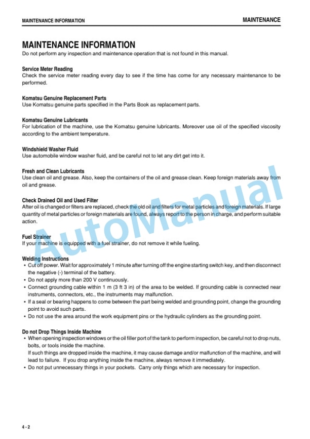 Komatsu PC45MR-3, PC55MR-3 Compact Hydraulic Excavator Operation and Maintenance Manual TEN00666-09-4