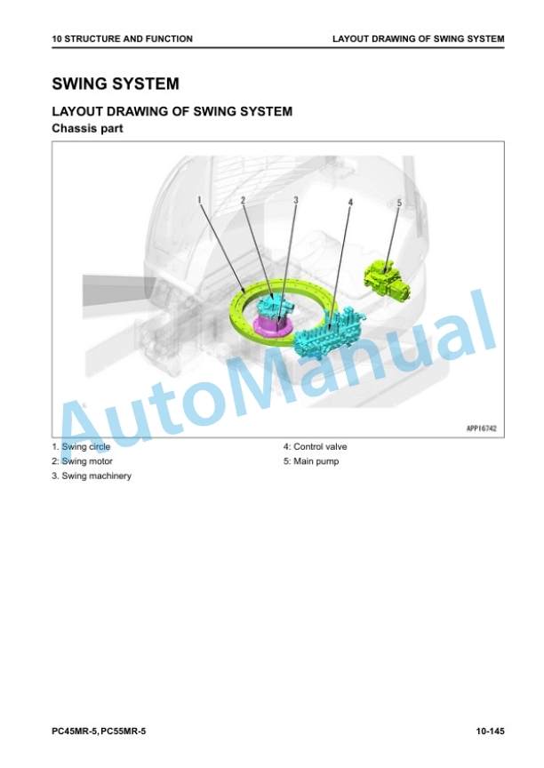Alternative view of Komatsu PC45MR-5, PC55MR-5 Compact Hydraulic Excavator Shop Manual SEN06574-13