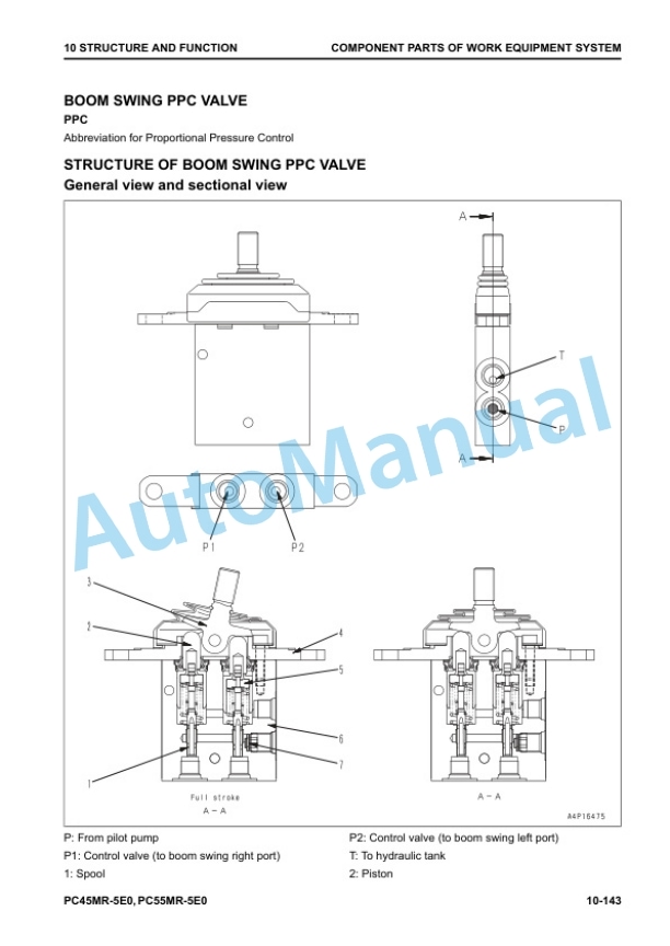Alternative view of Komatsu PC45MR-5E0, PC55MR-5E0 Compact Hydraulic Excavator Shop Manual WENBM00230