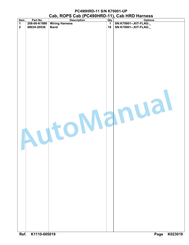 Komatsu PC490HRD-11 Hydraulic Excavator Parts Manual K70001-up-4
