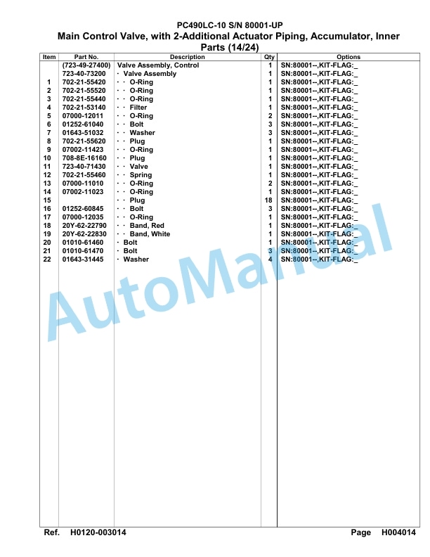 Komatsu PC490LC-10 Hydraulic Excavator Parts Manual 80001-UP-2