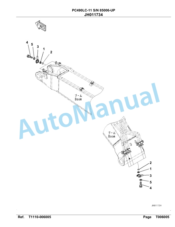 Komatsu PC490LC-11 Hydraulic Excavator Parts Manual 85006-UP-5