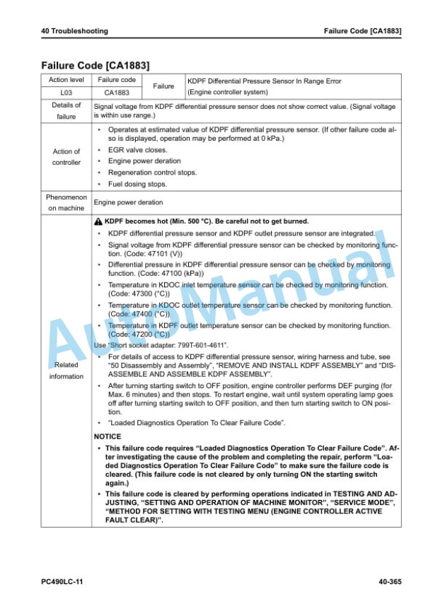 Komatsu PC490LC-11 Hydraulic Excavator Shop Manual SEN06494-16 3 Komatsu PC490LC-11 Hydraulic Excavator Shop Manual SEN06494-16 - Image 3