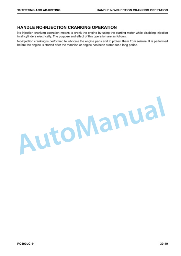 Alternative view of Komatsu PC490LC-11 Hydraulic Excavator Shop Manual SEN06731-00