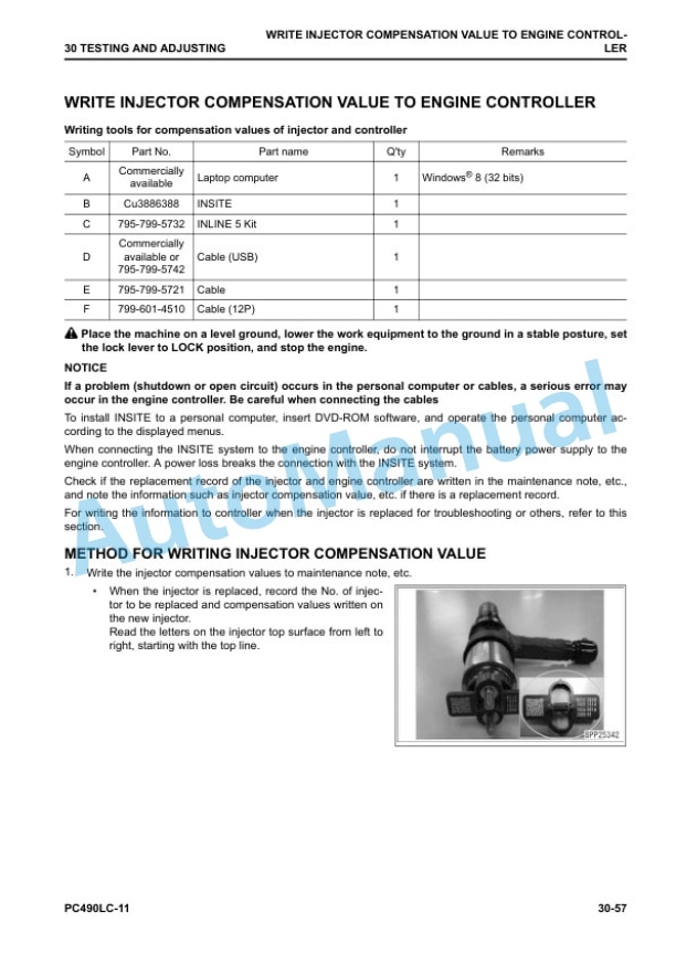 Alternative view of Komatsu PC490LC-11 Hydraulic Excavator Shop Manual SEN06731-05