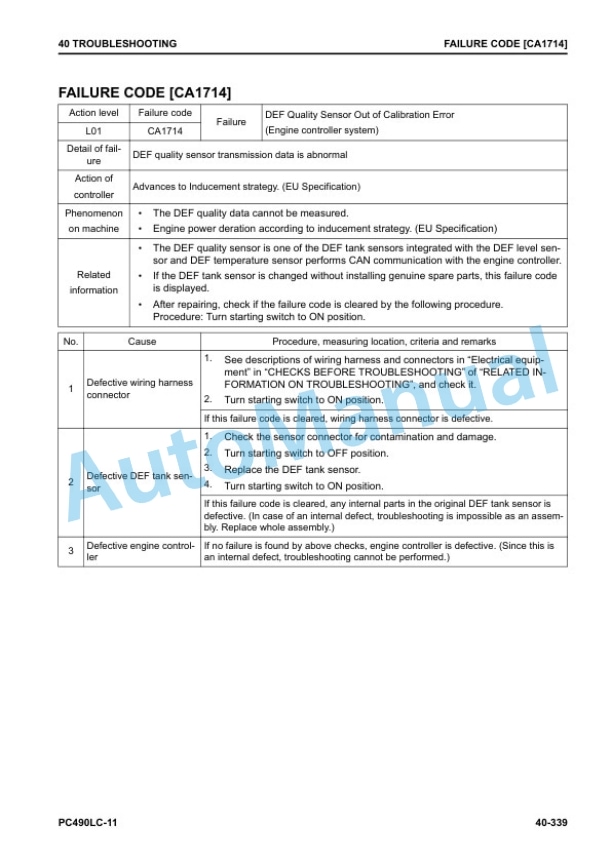 Komatsu PC490LC-11 Hydraulic Excavator Shop Manual SEN06731-06 3 Komatsu PC490LC-11 Hydraulic Excavator Shop Manual SEN06731-06 - Image 3