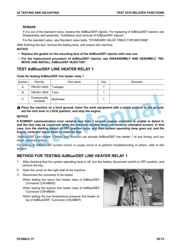 Alternative view of Komatsu PC490LC-11 Hydraulic Excavator Shop Manual SEN06738-00