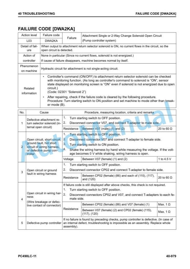 Komatsu PC490LC-11 Hydraulic Excavator Shop Manual SEN06738-04 4 Komatsu PC490LC-11 Hydraulic Excavator Shop Manual SEN06738-04 - Image 4