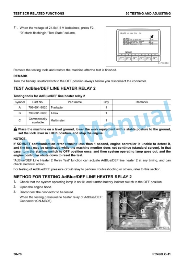 Alternative view of Komatsu PC490LC-11 Hydraulic Excavator Shop Manual SEN06811-07