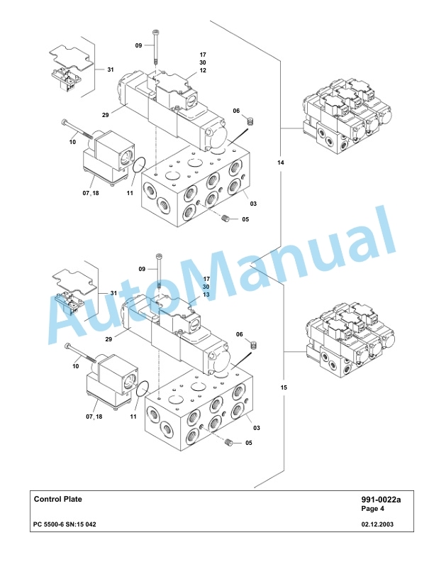 Komatsu PC5500-6 Hydraulic Excavator Parts Manual G15042-5