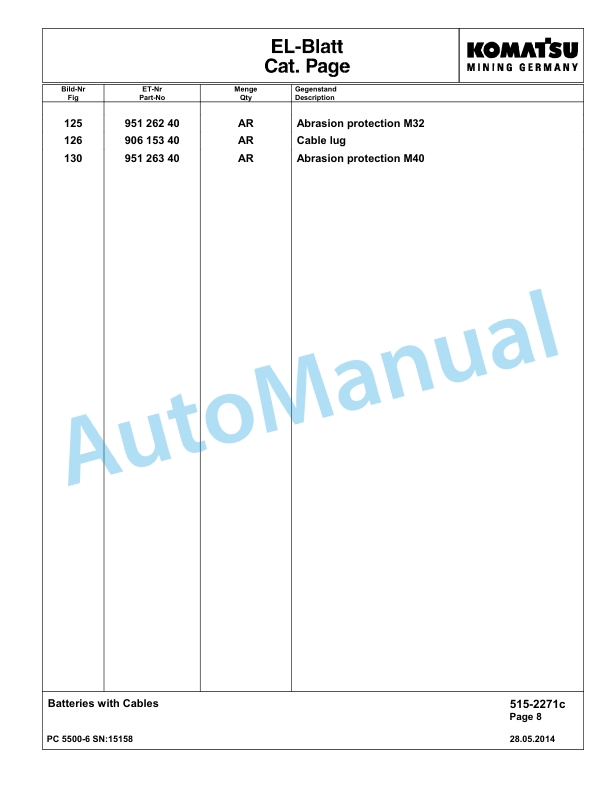 Komatsu PC5500-6 Hydraulic Excavator Parts Manual G15158 4 Komatsu PC5500-6 Hydraulic Excavator Parts Manual G15158-4
