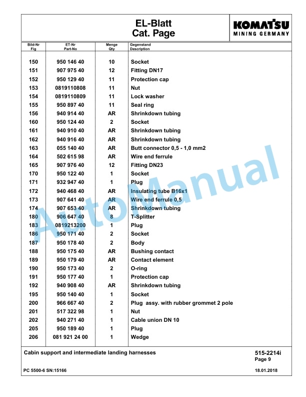 Komatsu PC5500-6 Hydraulic Excavator Parts Manual G15166 3 Komatsu PC5500-6 Hydraulic Excavator Parts Manual G15166-3