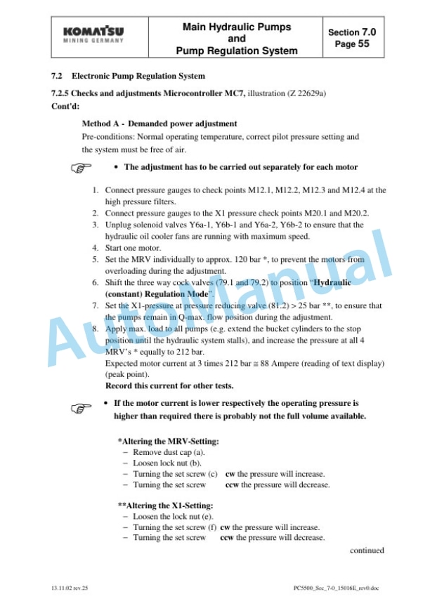 Komatsu PC5500-6 Hydraulic Mining Shovel Service Manual SMPC550015016 3 Komatsu PC5500-6 Hydraulic Mining Shovel Service Manual SMPC550015016-3
