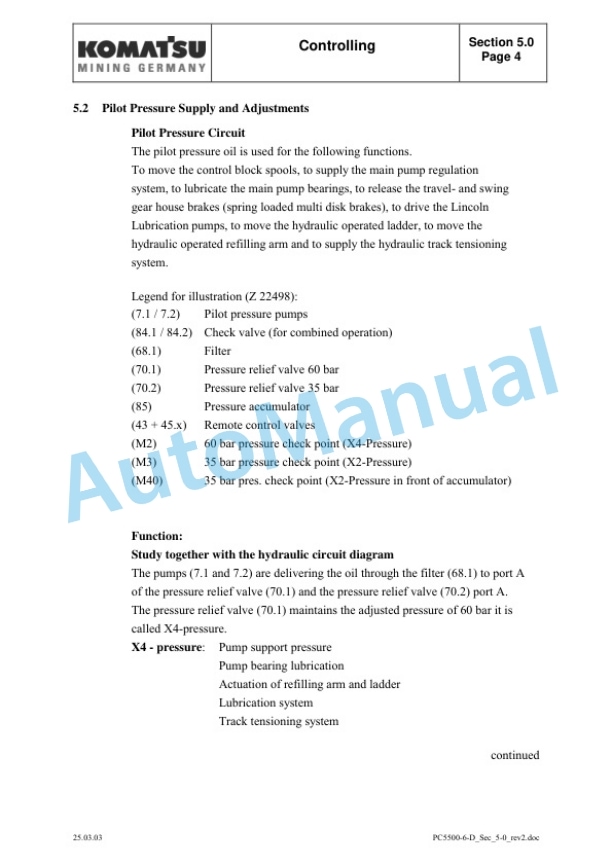Komatsu PC5500-6 Hydraulic Mining Shovel Service Manual SMPC550015017 2 Komatsu PC5500-6 Hydraulic Mining Shovel Service Manual SMPC550015017-2