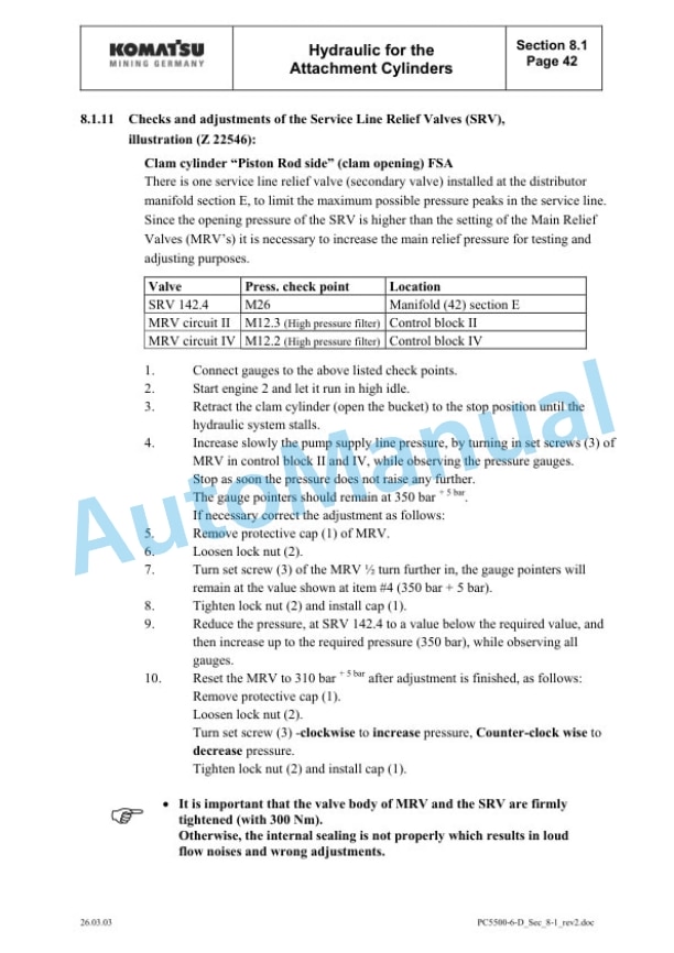 Komatsu PC5500-6 Hydraulic Mining Shovel Service Manual SMPC550015017 4 Komatsu PC5500-6 Hydraulic Mining Shovel Service Manual SMPC550015017-4
