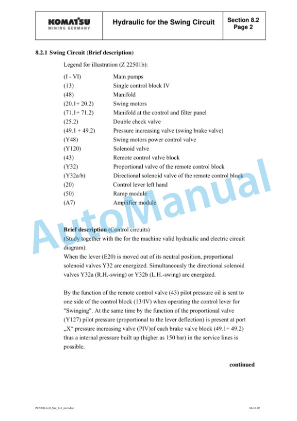Komatsu PC5500-6 Hydraulic Mining Shovel Service Manual SMPC550015031 4 Komatsu PC5500-6 Hydraulic Mining Shovel Service Manual SMPC550015031 - Image 4