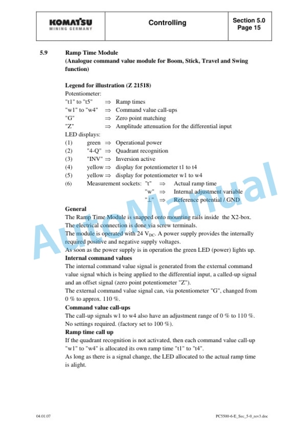 Alternative view of Komatsu PC5500-6 Hydraulic Mining Shovel Service Manual SMPC550015050