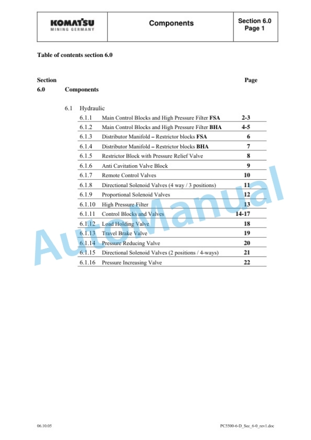 Alternative view of Komatsu PC5500-6 Hydraulic Mining Shovel Shop Manual SMPC550015039