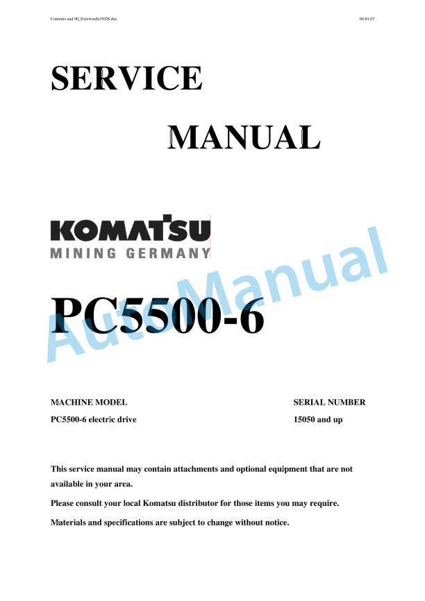 Komatsu PC5500-6 Service Manual