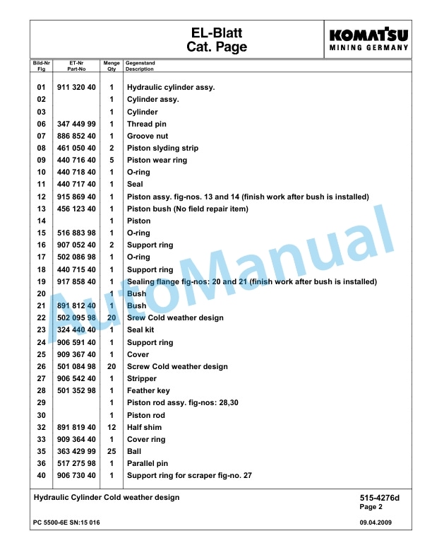Komatsu PC5500-6E Hydraulic Excavator Parts Manual G15016 3 Komatsu PC5500-6E Hydraulic Excavator Parts Manual G15016-3