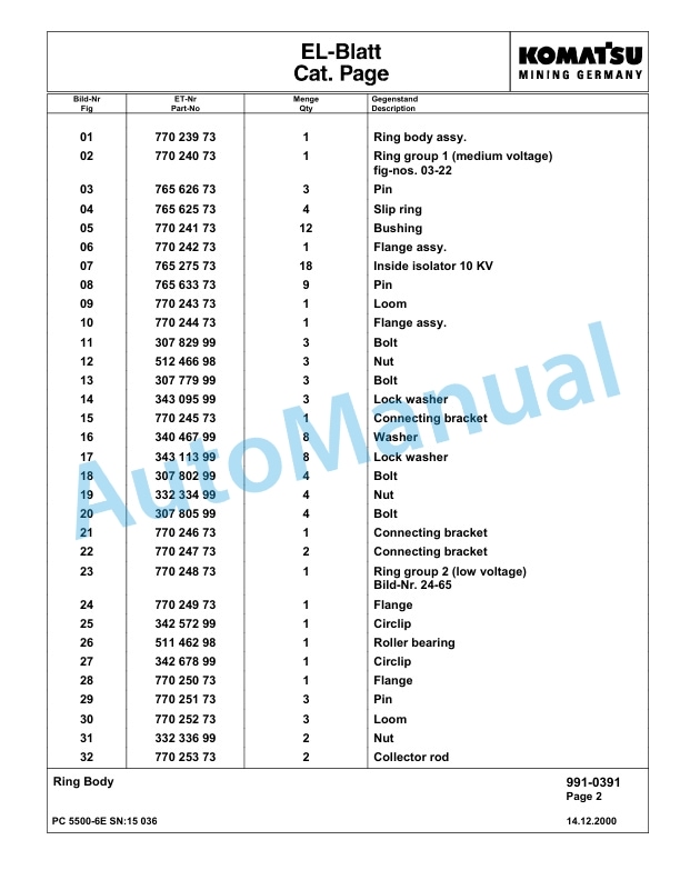 Komatsu PC5500-6E Hydraulic Excavator Parts Manual G15036 5 Komatsu PC5500-6E Hydraulic Excavator Parts Manual G15036-5