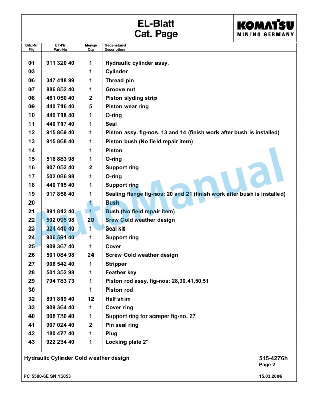 Komatsu PC5500-6E Hydraulic Excavator Parts Manual G15053 3 Komatsu PC5500-6E Hydraulic Excavator Parts Manual G15053-3
