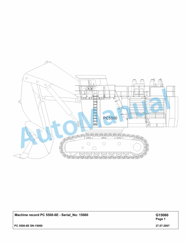 Komatsu PC5500-6E Hydraulic Excavator Parts Manual G15060