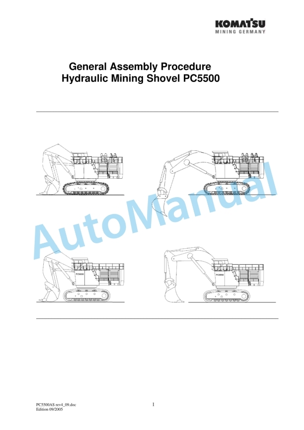 Komatsu PC5500 Hydraulic Mining Shovel General Assembly Procedure Manual PC5500ASrev4_09