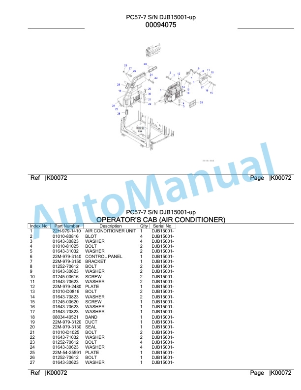 Komatsu PC57-7 Hydraulic Excavator Parts Manual DJB15001-UP 3 Komatsu PC57-7 Hydraulic Excavator Parts Manual DJB15001-UP-3