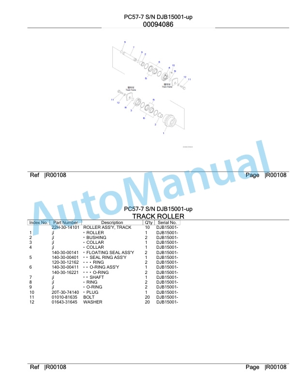 Komatsu PC57-7 Hydraulic Excavator Parts Manual DJB15001-UP 4 Komatsu PC57-7 Hydraulic Excavator Parts Manual DJB15001-UP-4