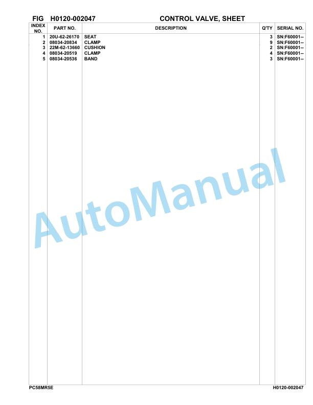 Komatsu PC58MR-5E0 Hydraulic Excavator Parts Manual F60001-UP 3 Komatsu PC58MR-5E0 Hydraulic Excavator Parts Manual F60001-UP-3