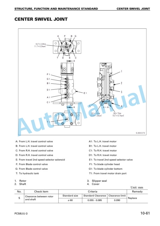 Alternative view of Komatsu PC58UU-3 Hydraulic Excavator Shop Manual SEBM023909