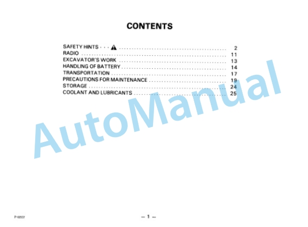 Komatsu PC60-5, PC60L-5, PC60U-5 Hydraulic Excavator Operation and Maintenance Manual SEAM02010502 5 Komatsu PC60-5, PC60L-5, PC60U-5 Hydraulic Excavator Operation and Maintenance Manual SEAM02010502 - Image 5
