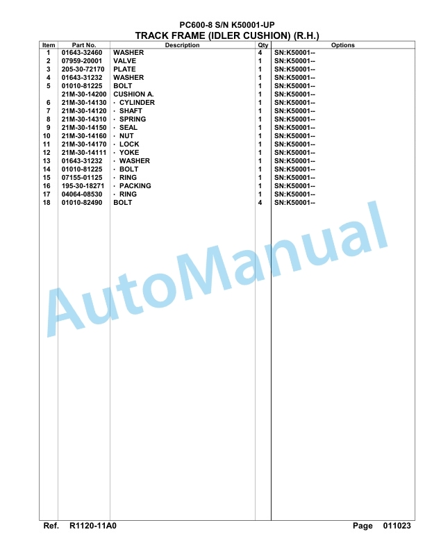 Komatsu PC600-8 Hydraulic Excavator Parts Manual SAA6D1JU 4 Komatsu PC600-8 Hydraulic Excavator Parts Manual SAA6D1JU-4