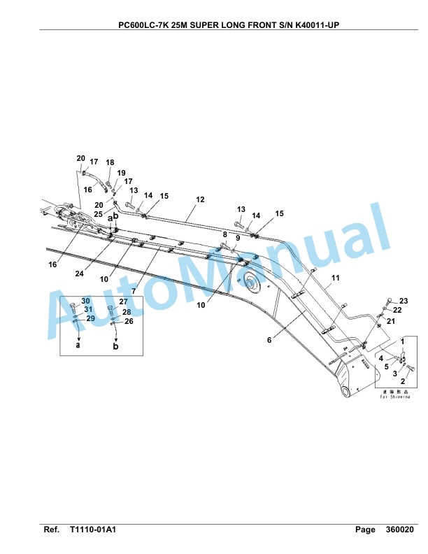 Komatsu PC600LC-7K 25M Super Long Front Hydraulic Excavator Parts Manual K40011-UP 3 Komatsu PC600LC-7K 25M Super Long Front Hydraulic Excavator Parts Manual K40011-UP-3