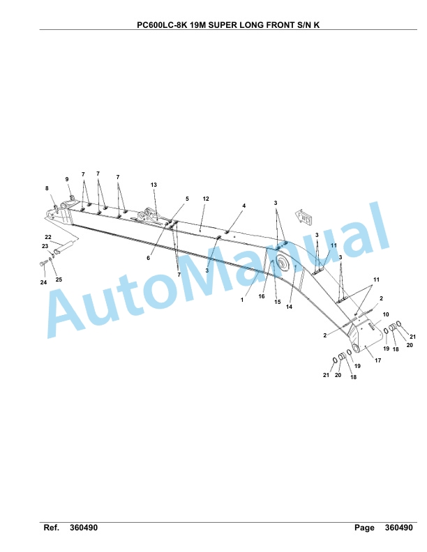 Komatsu PC600LC-8K 19M Super Long Front Hydraulic Excavator Parts Manual K180200 4 Komatsu PC600LC-8K 19M Super Long Front Hydraulic Excavator Parts Manual K180200-4