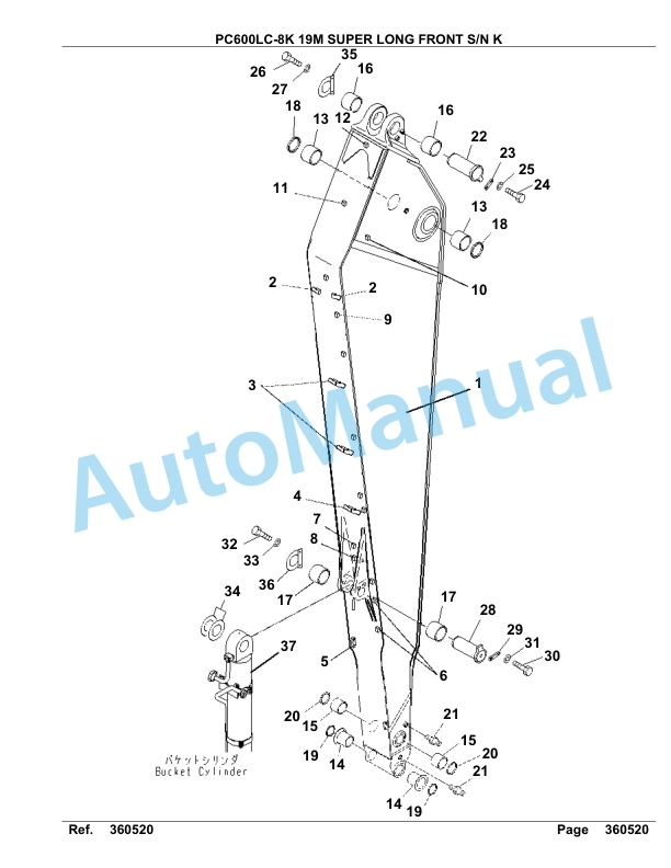 Komatsu PC600LC-8K 19M Super Long Front Hydraulic Excavator Parts Manual K180200 5 Komatsu PC600LC-8K 19M Super Long Front Hydraulic Excavator Parts Manual K180200-5