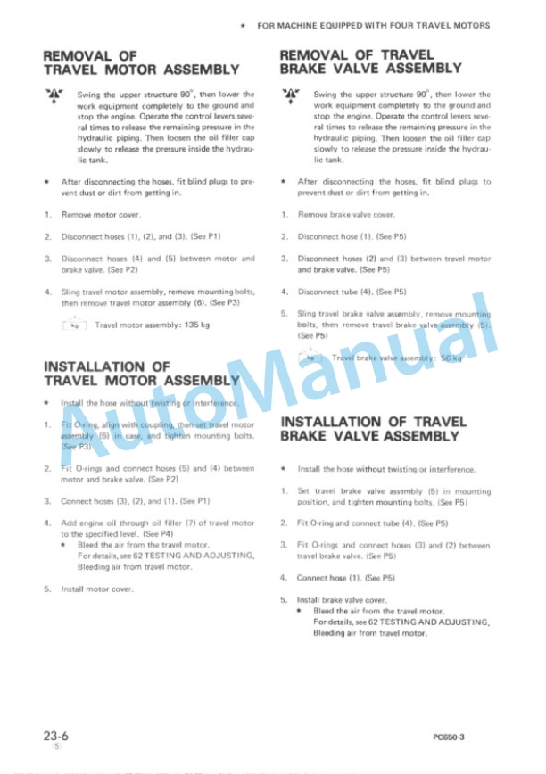 Alternative view of Komatsu PC650-3, PC650LC-3, PC650SE-3 Hydraulic Excavator Shop Manual SEBM02090307