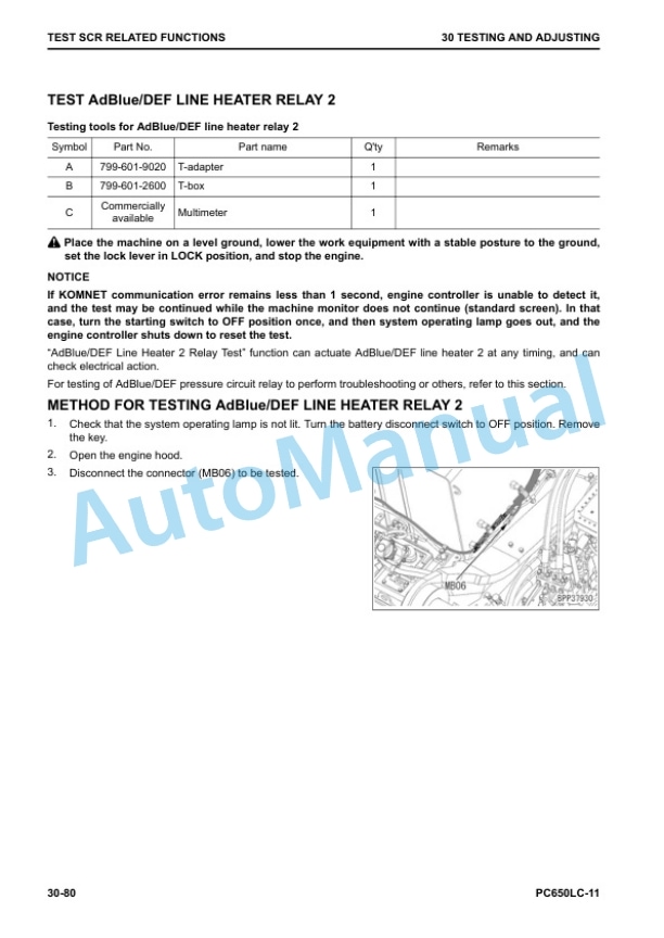 Alternative view of Komatsu PC650LC-11 Hydraulic Excavator Shop Manual SEN06603-04
