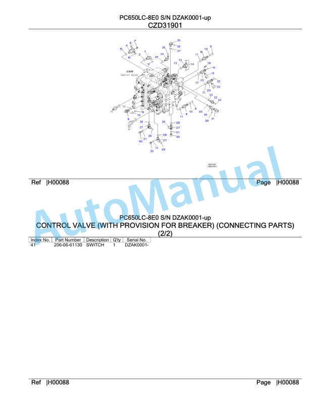 Komatsu PC650LC-8E0 Hydraulic Excavator Parts Manual DZAK0001-UP 2 Komatsu PC650LC-8E0 Hydraulic Excavator Parts Manual DZAK0001-UP-2