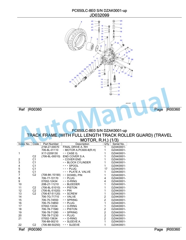 Komatsu PC650LC-8E0 Hydraulic Excavator Parts Manual DZAK0001-UP 5 Komatsu PC650LC-8E0 Hydraulic Excavator Parts Manual DZAK0001-UP-5
