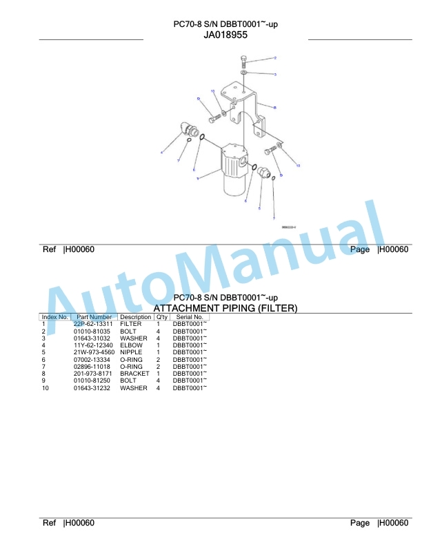 Komatsu PC70-8 Hydraulic Excavator Parts Manual DBBT0001-UP 2 Komatsu PC70-8 Hydraulic Excavator Parts Manual DBBT0001-UP-2
