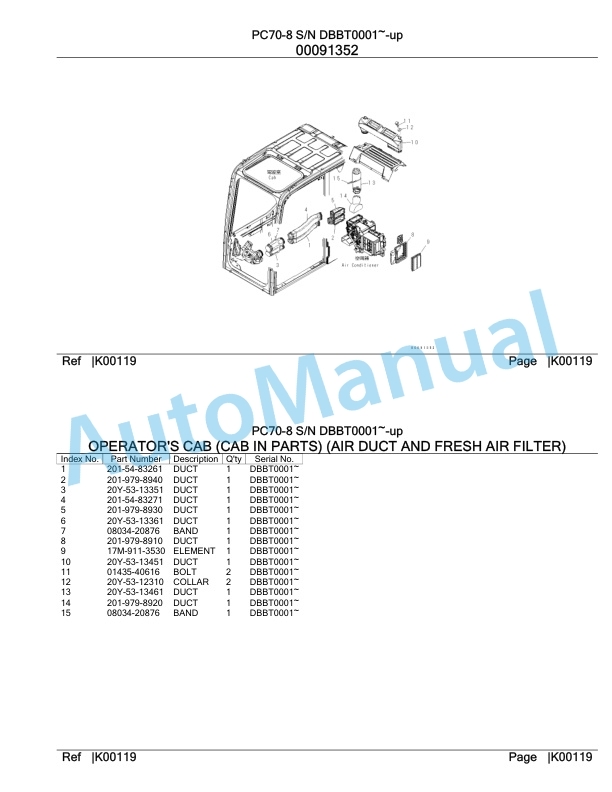 Komatsu PC70-8 Hydraulic Excavator Parts Manual DBBT0001-UP 3 Komatsu PC70-8 Hydraulic Excavator Parts Manual DBBT0001-UP-3