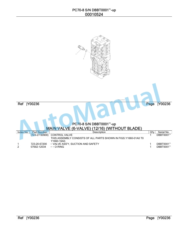 Komatsu PC70-8 Hydraulic Excavator Parts Manual DBBT0001-UP 5 Komatsu PC70-8 Hydraulic Excavator Parts Manual DBBT0001-UP-5