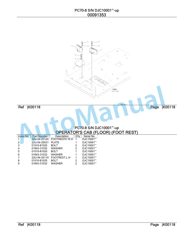 Komatsu PC70-8 Hydraulic Excavator Parts Manual DJC10001-UP 3 Komatsu PC70-8 Hydraulic Excavator Parts Manual DJC10001-UP-3