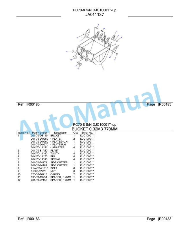 Komatsu PC70-8 Hydraulic Excavator Parts Manual DJC10001-UP 4 Komatsu PC70-8 Hydraulic Excavator Parts Manual DJC10001-UP-4