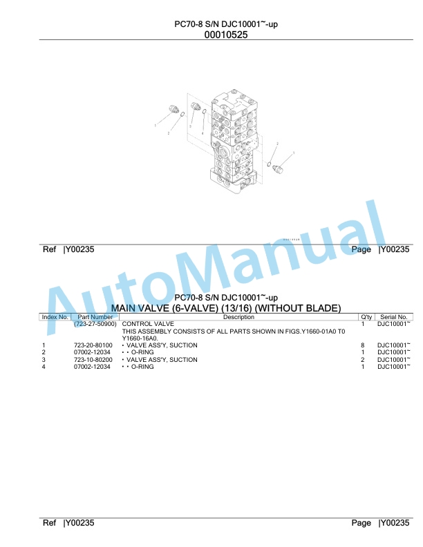 Komatsu PC70-8 Hydraulic Excavator Parts Manual DJC10001-UP 5 Komatsu PC70-8 Hydraulic Excavator Parts Manual DJC10001-UP-5