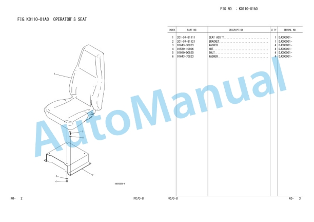 Komatsu PC70-8 Hydraulic Excavator Parts Manual FEN01601-00 3 Komatsu PC70-8 Hydraulic Excavator Parts Manual FEN01601-00-3